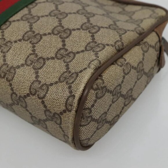 GUCCI GG Supreme Web Sherry Line Bag PVC Beige Brown - Picture 14 of 16